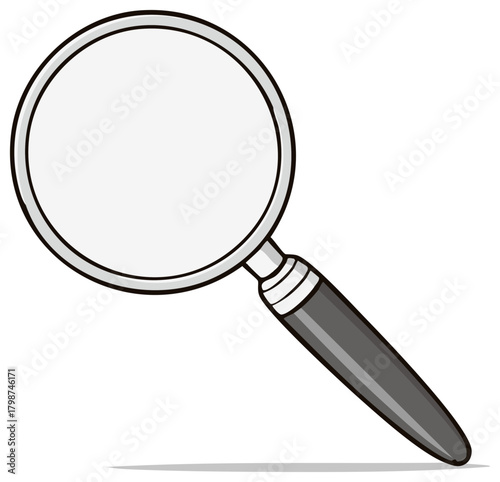Illustration of a magnifying glass with a black handle