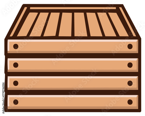 Simple cartoon wooden delivery crate illustration for shipping storage packaging logistics