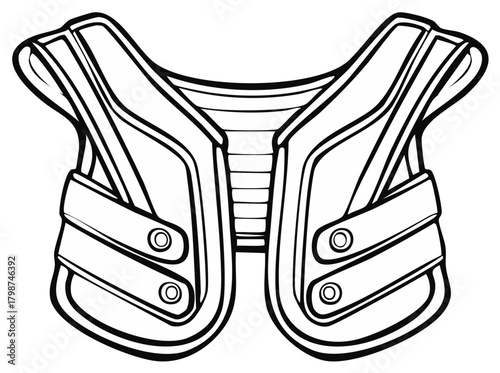 American football shoulder pads protective gear line art illustration
