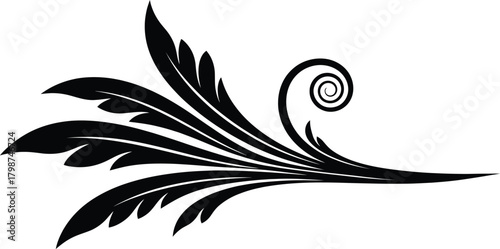 Elegant black flourish swirl ornament design element