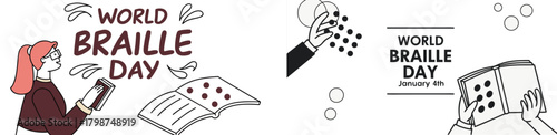 Celebrating World Braille Day: A vibrant illustration emphasizing literacy and accessibility for visually impaired individuals. Depicting the essence of information and equality on world Braille day.