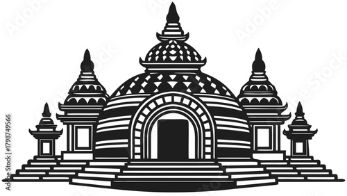 Traditional asian temple icon illustration, cultural architecture