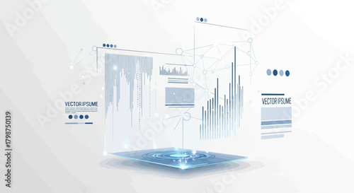 Modern business data visualization for innovative company presentations, shows financial growth and market analysis, ideal for technology and startup industries