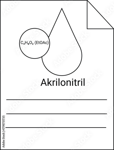 Illustration of a paper with lines shapes and chemical notations Akrilonitril text centered