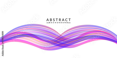 3d purple dynamic flow background. Abstract oil fluid rainbow style. Wavy multicolour swirl design banner