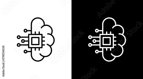 Ai Brain  White Icon Set Design