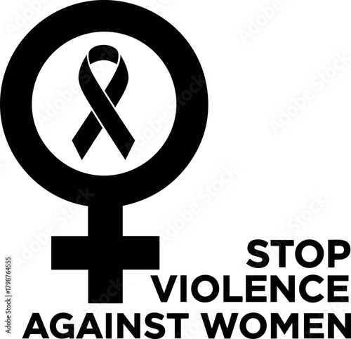 Vector a symbol for women with a ribbon inside, representing the fight against violence against women issues globally.