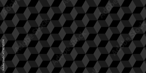Abstract black cube grid polygon decoration block hexagon geometric texture background. block construction surface cubic wall square creative business texture backgroud.	