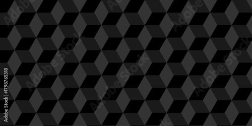 Abstract black cube grid polygon decoration block hexagon geometric texture background. block construction surface cubic wall square creative business texture backgroud.	