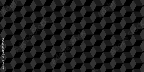 Abstract black cube grid polygon decoration block hexagon geometric texture background. block construction surface cubic wall square creative business texture backgroud.	