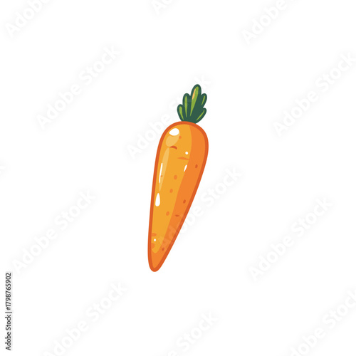 Cartoon Style Orange Carrot on White, Healthy Eating Concept Design
