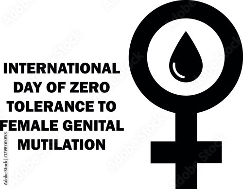 Vector illustration for international day of zero tolerance to female genital mutilation with female symbol