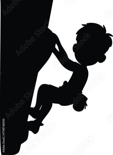 Determined Boy Rock Climbing Silhouette