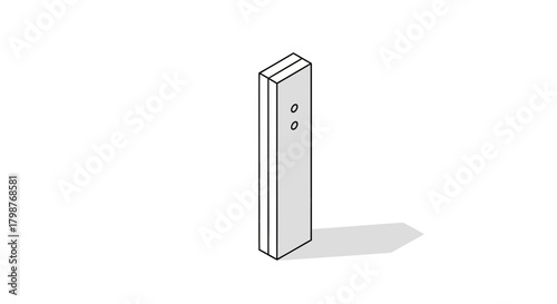 Modern minimalist illustration of a 3D rectangular prism, perfect for architectural designs, engineering schematics, or abstract art projects with scalable vector origins