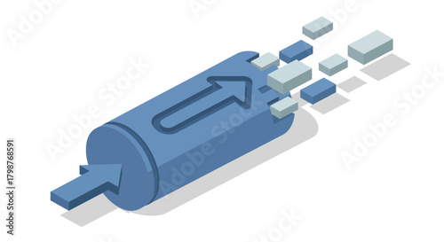 Streamlining data flow, a modern data processing solution with an arrow showing the process of information flow and extraction, originally a scalable vector graphic