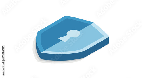 Modern blue shield icon with keyhole: Unlock robust data security, protect privacy, ensure network safety, and fortify cybersecurity with confidence