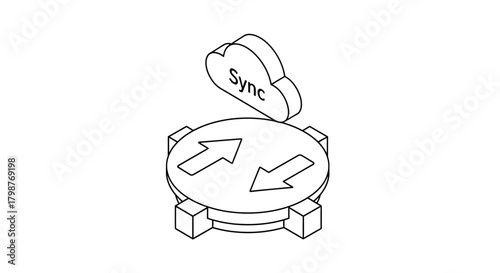Seamless cloud sync illustration for modern tech solutions, data transfer, and innovative cloud technologies, perfect for business presentations and websites