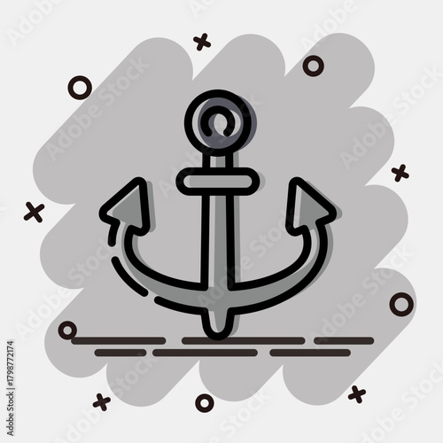 Icon anchor. Pirates theme elements. Icon in comic style.