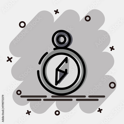 Icon compass. Pirates theme elements. Icon in comic style.