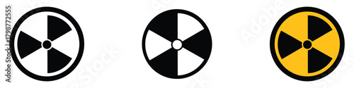 Nuclear icon vector. Atom radio active ray or beam warning attention alert symbol. vector illustration.