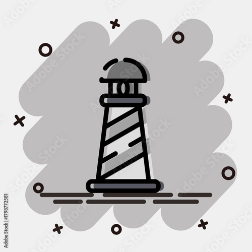 Icon light house. Pirates theme elements. Icon in comic style.