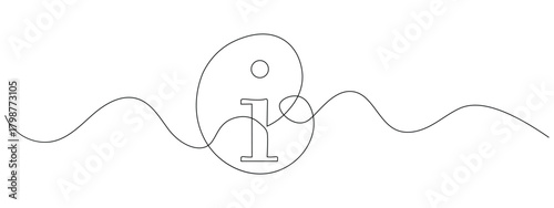 Continuous one line drawing of information icon vector. assistance, query symbol. vector illustration.
