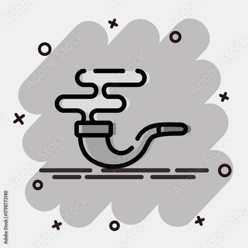 Icon smoking pipe. Pirates theme elements. Icon in comic style.