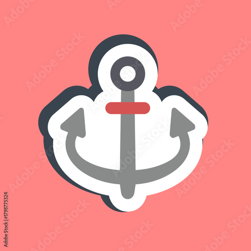 Sticker anchor. Pirates theme elements.