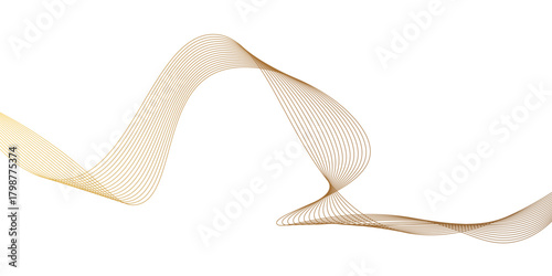 golden ribbon isolated on white background. flowing thin line background. creative dynamic seamless wave forms. continuous motion in design elements.