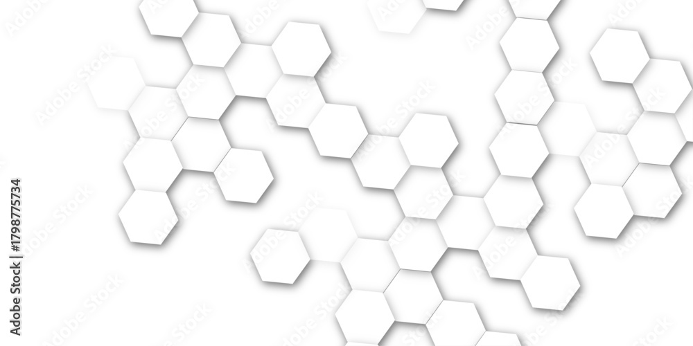 Obraz premium white honeycomb background. luxury backdrop design with hexagon patterns. 3d hexagonal background with shadows. geometric mesh cell texture.
