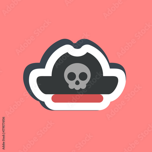 Sticker pirate hat. Pirates theme elements.