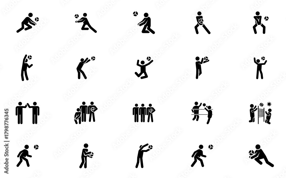 Fototapeta premium Volleyball Icons Vector Set