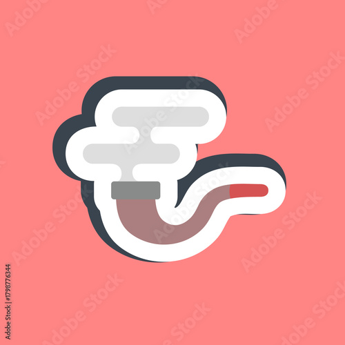 Sticker smoking pipe. Pirates theme elements.