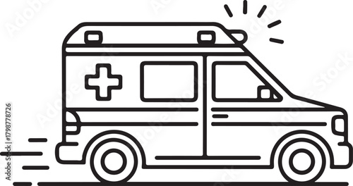 Continuous line ambulance driving fast illustration for emergency and medical design