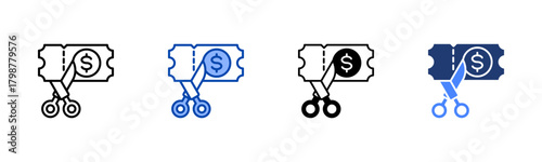 Coupon icon set multiple style collection