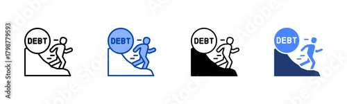 Debt icon set multiple style collection