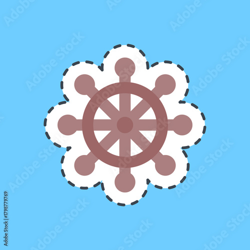 Cutting line sticker ship wheel. Pirates theme elements.
