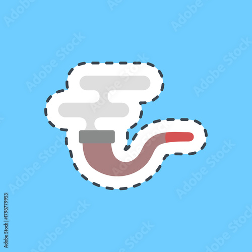 Cutting line sticker smoking pipe. Pirates theme elements.