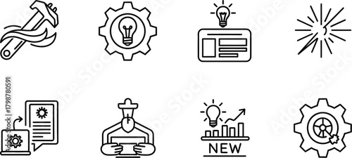 Business and management line icons