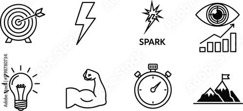 Corporate success icons set