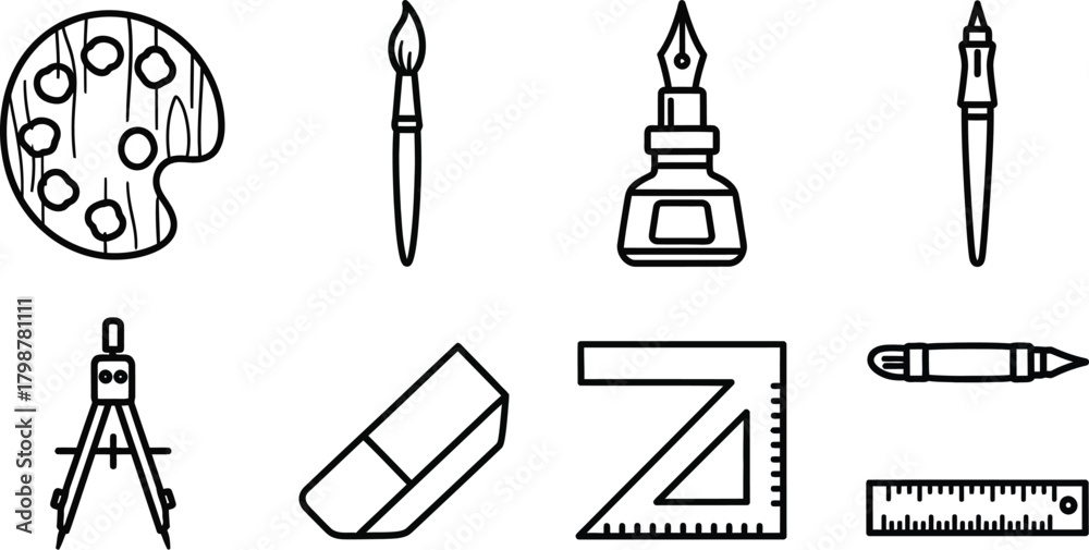 Fototapeta premium Art and design tools icon set