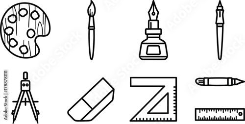 Art and design tools icon set