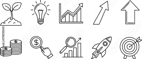 Startup line icons set