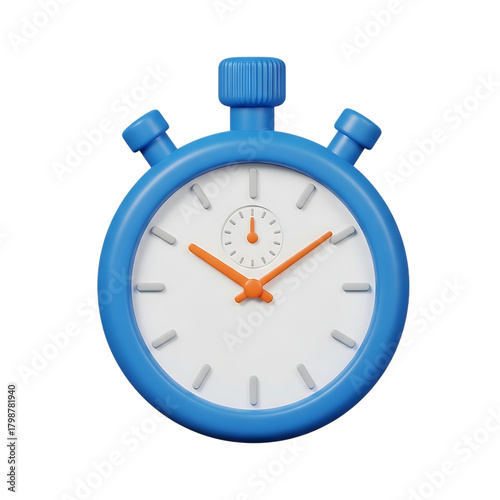 Blue stopwatch isolated on transparent background