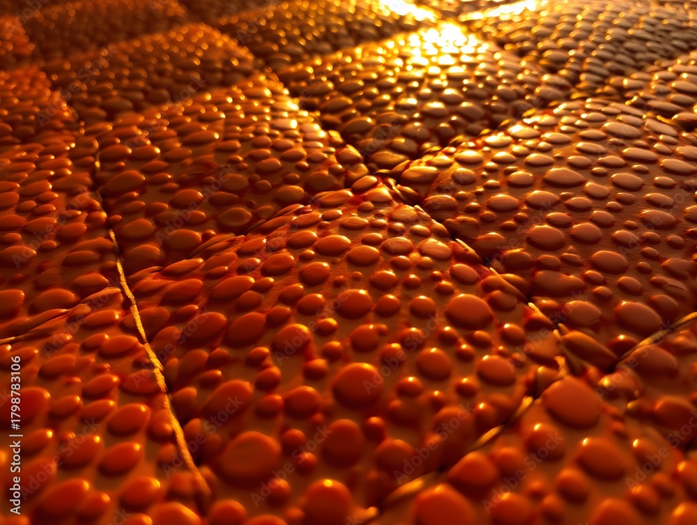 Obraz premium Texture of orange granular cushioned surface illuminated by warm sunlight