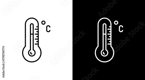 Thermometer White Icon Set Design