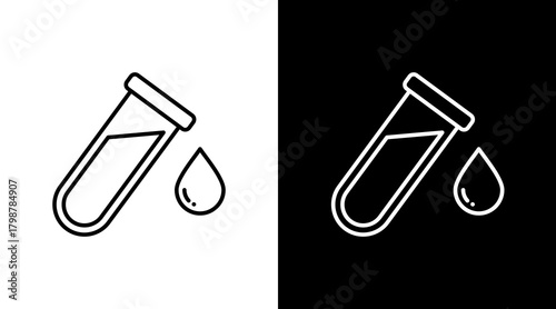 Blood Test Tube White Icon Set Design