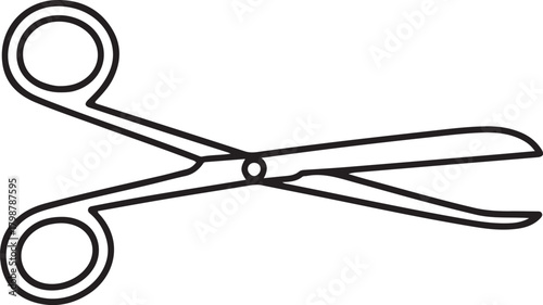 Continuous line surgical scissors icon illustration for medical and instrument design