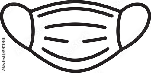 Minimal single line drawing of medical mask illustration for healthcare and safety design
