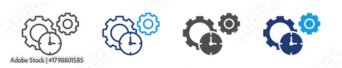 time management icon set multiple style